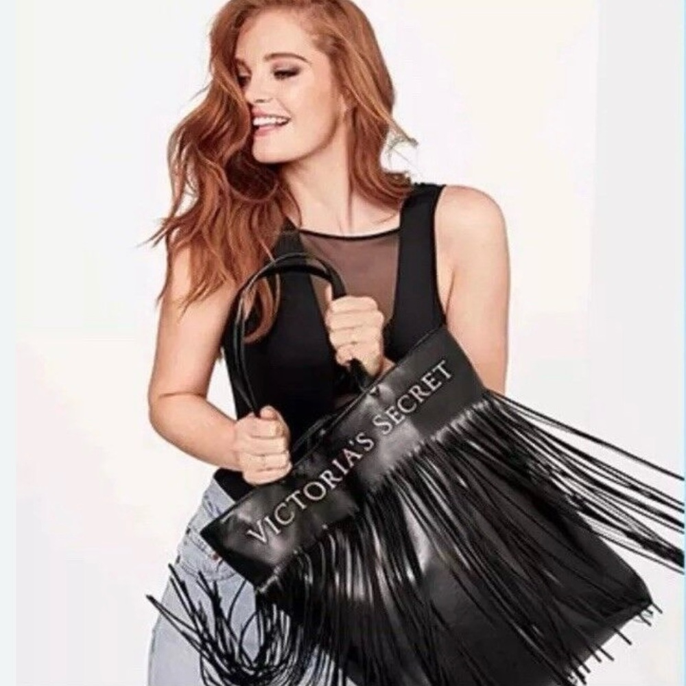 Victoria's Secret Black Tote with Fringe